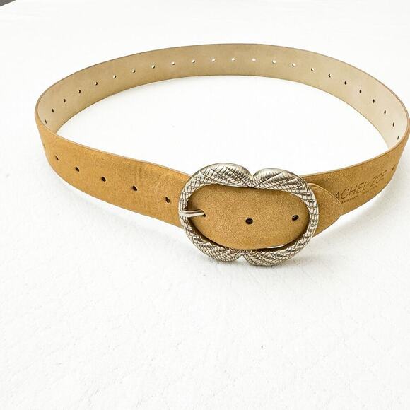 Rachel Zoe Cream Suede Leather Belt Silver Buckle Size M NWT - Picture 3 of 5